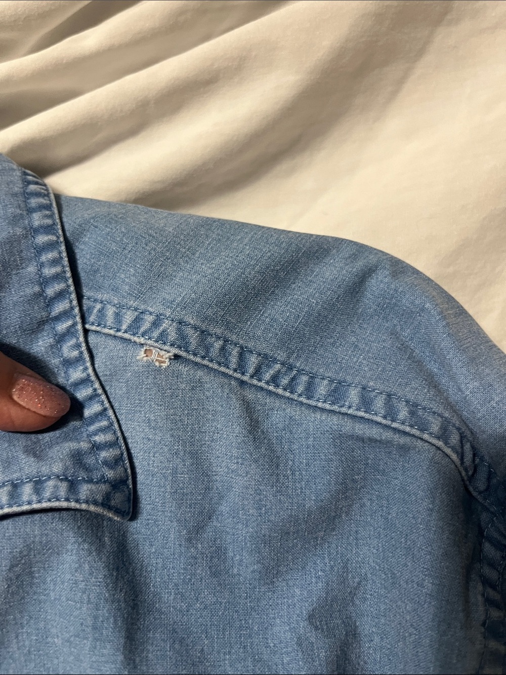 L.L. Bean Light Blue Denim Work Shirt - Picture 4 of 7